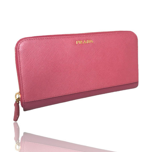 PRADA SAFFIANO ROUND ZIP WALLET