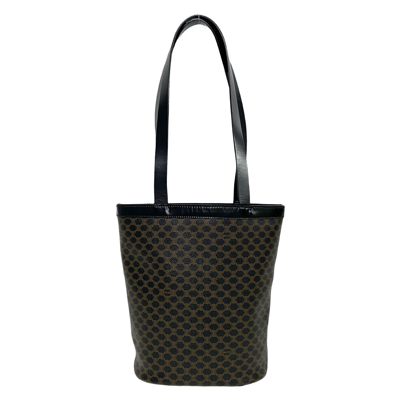 CELINE Shoulder Bag Leather, PVC black Macadam Blason Pattern Women Used Authentic