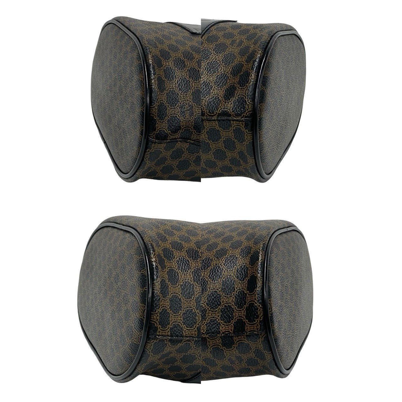 CELINE Shoulder Bag Leather, PVC black Macadam Blason Pattern Women Used Authentic