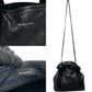 BALENCIAGA Shoulder Bag leather black Navy kabas Women Used Authentic