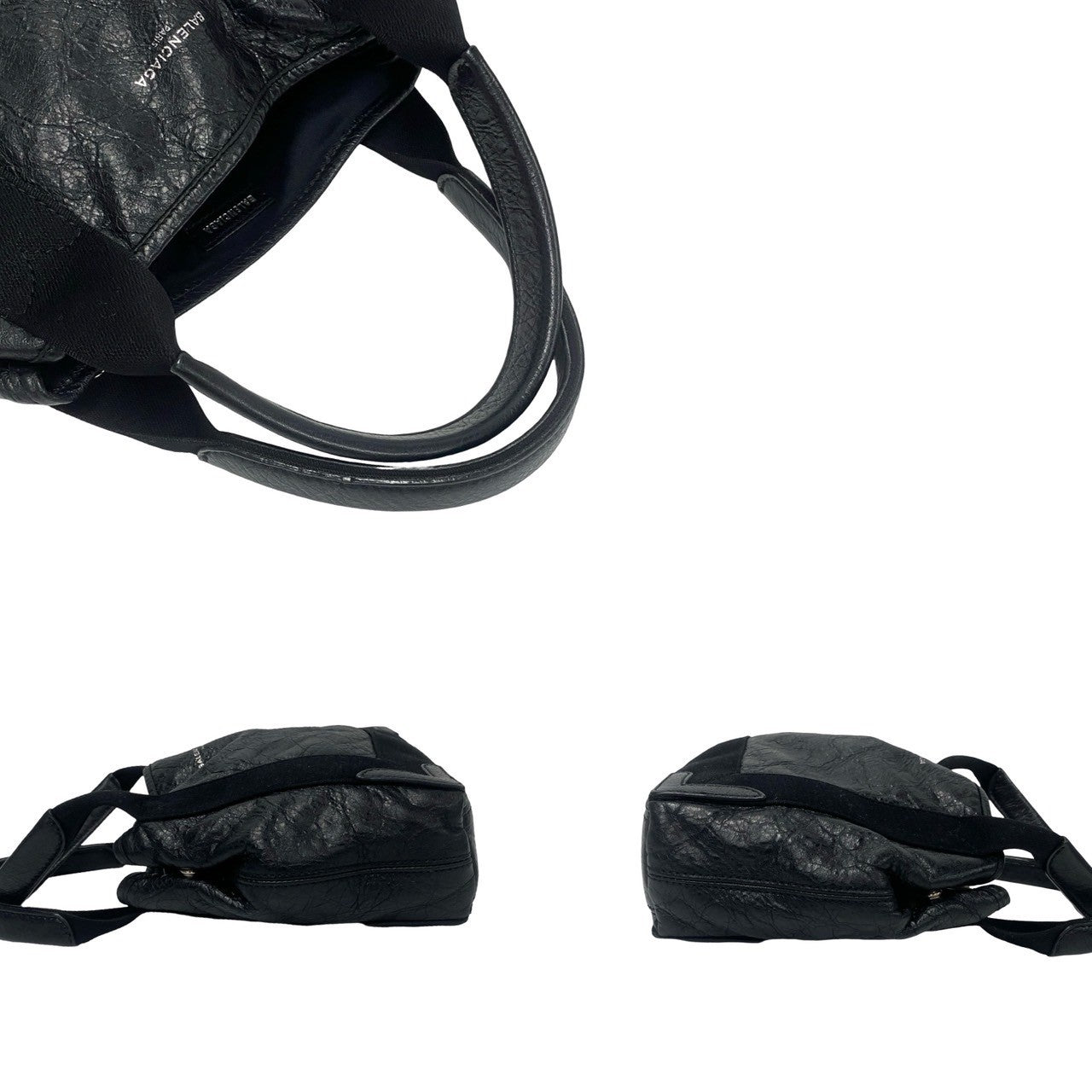 BALENCIAGA Shoulder Bag leather black Navy kabas Women Used Authentic