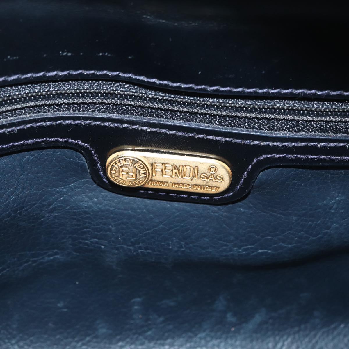 FENDI Hand Bag Leather Black Gold