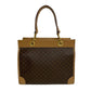 CELINE Handbag Leather, PVC Brown Macadam Blason Pattern Women Used Authentic