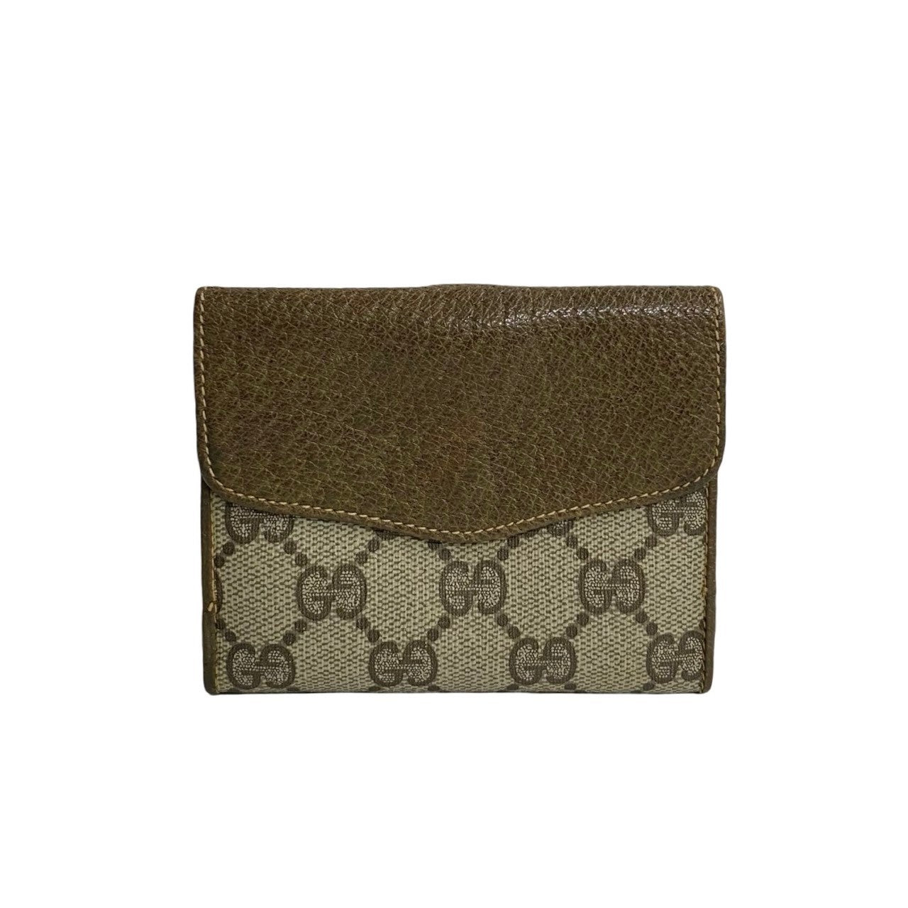 GUCCI Bifold Wallet Leather, PVC Brown GG logo Pattern Sherry line Women Used Authentic