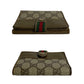 GUCCI Bifold Wallet Leather, PVC Brown GG logo Pattern Sherry line Women Used Authentic