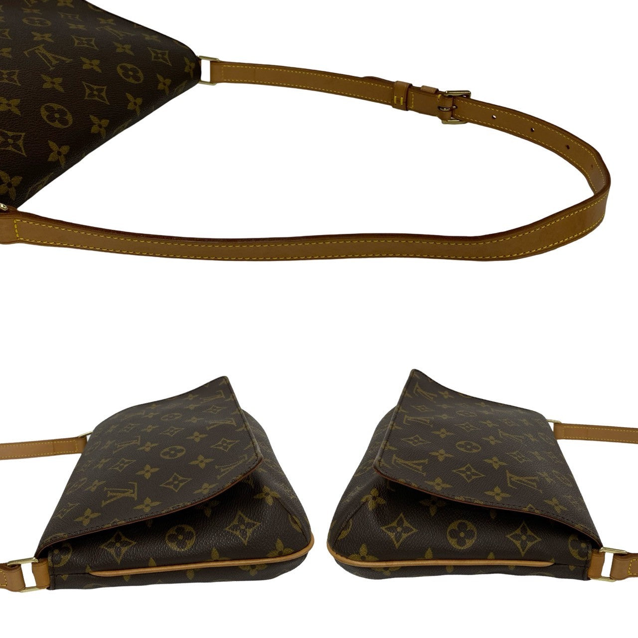LOUIS VUITTON Shoulder Bag M51257 leather Brown Monogram Musette tango short