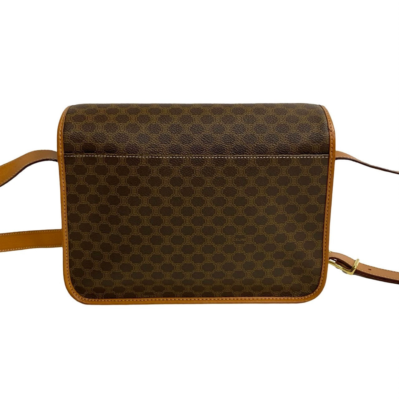 CELINE Shoulder Bag Leather, PVC Brown Macadam Blason Triomphe Pattern logo ring Metal mens(Unisex) Used Authentic