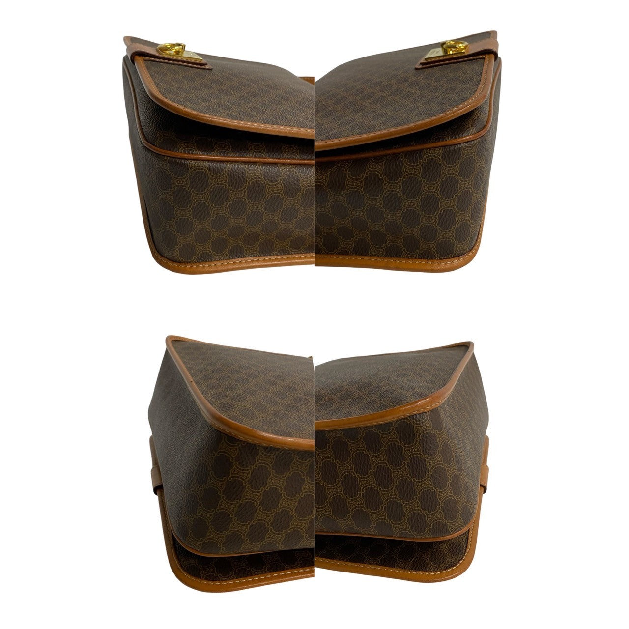 CELINE Shoulder Bag Leather, PVC Brown Macadam Blason Triomphe Pattern logo ring Metal mens(Unisex) Used Authentic
