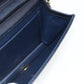 CHANEL Push Lock Chain Shoulder Bag Lambskin Navy Gold CC