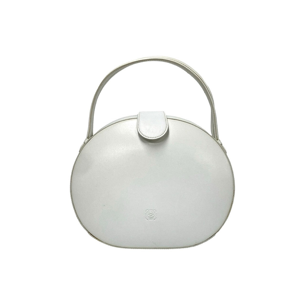 LOEWE Handbag leather white anagram Women Used Authentic