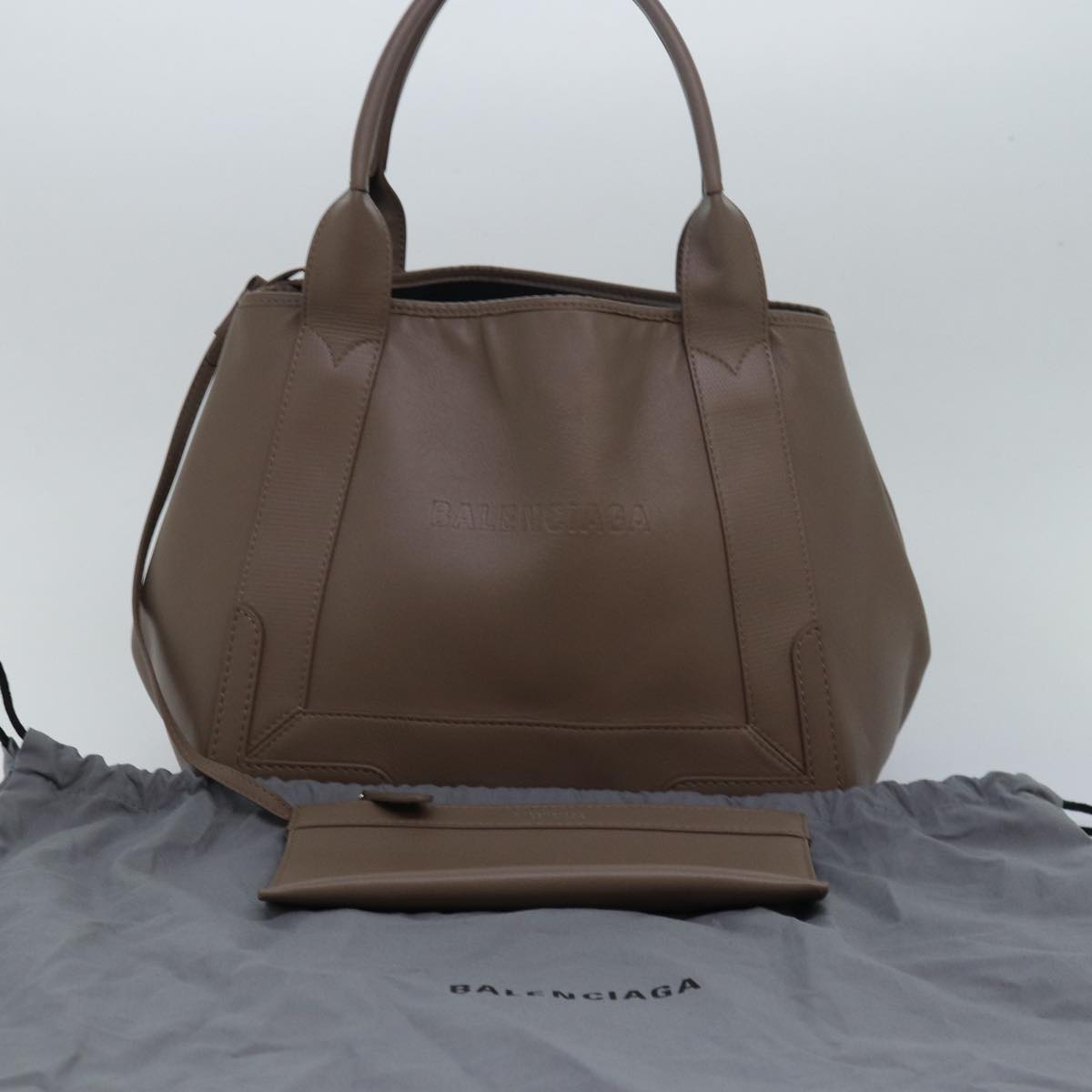 BALENCIAGA Cabas Hand Bag Leather Gray
