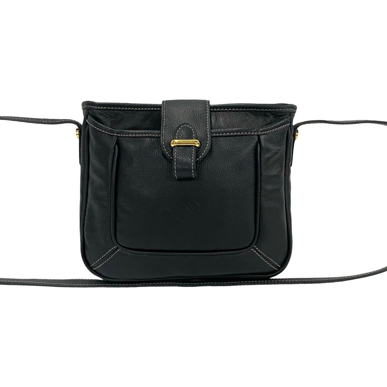 LOEWE Shoulder Bag leather Navy Anagram logo Women Used Authentic