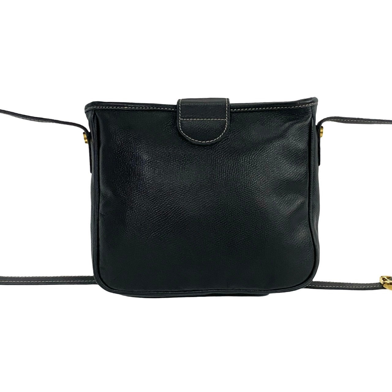 LOEWE Shoulder Bag leather Navy Anagram logo Women Used Authentic
