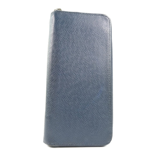 LOUIS VUITTON Long Wallet Purse M30510 Taiga Blue Zip Around Zippy Wallet Vertical mens Used Authentic