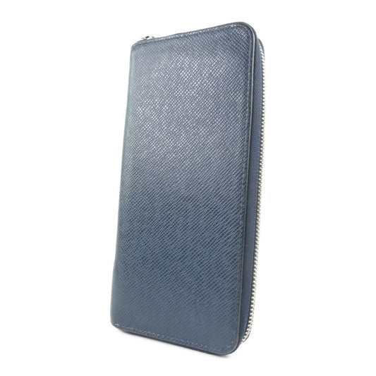 LOUIS VUITTON Long Wallet Purse M30510 Taiga Blue Zip Around Zippy Wallet Vertical mens Used Authentic