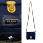 PRADA Shoulder Bag Nylon, Leather Navy logo Metal Women Used Authentic