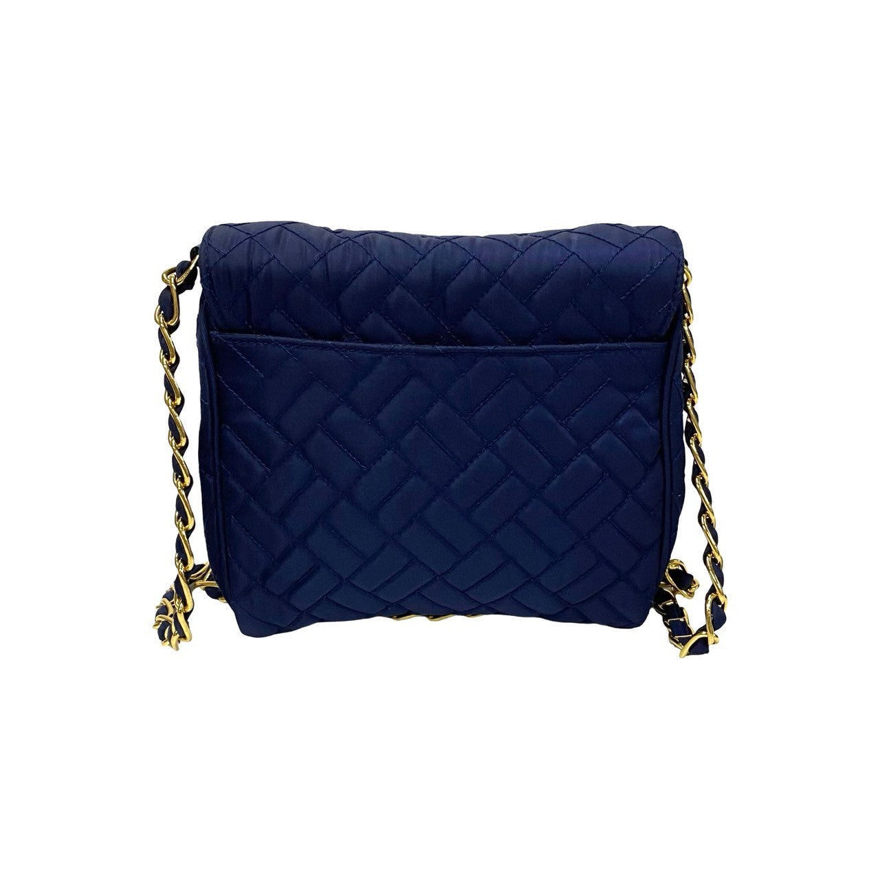 PRADA Shoulder Bag Nylon, Leather Navy logo Metal Women Used Authentic