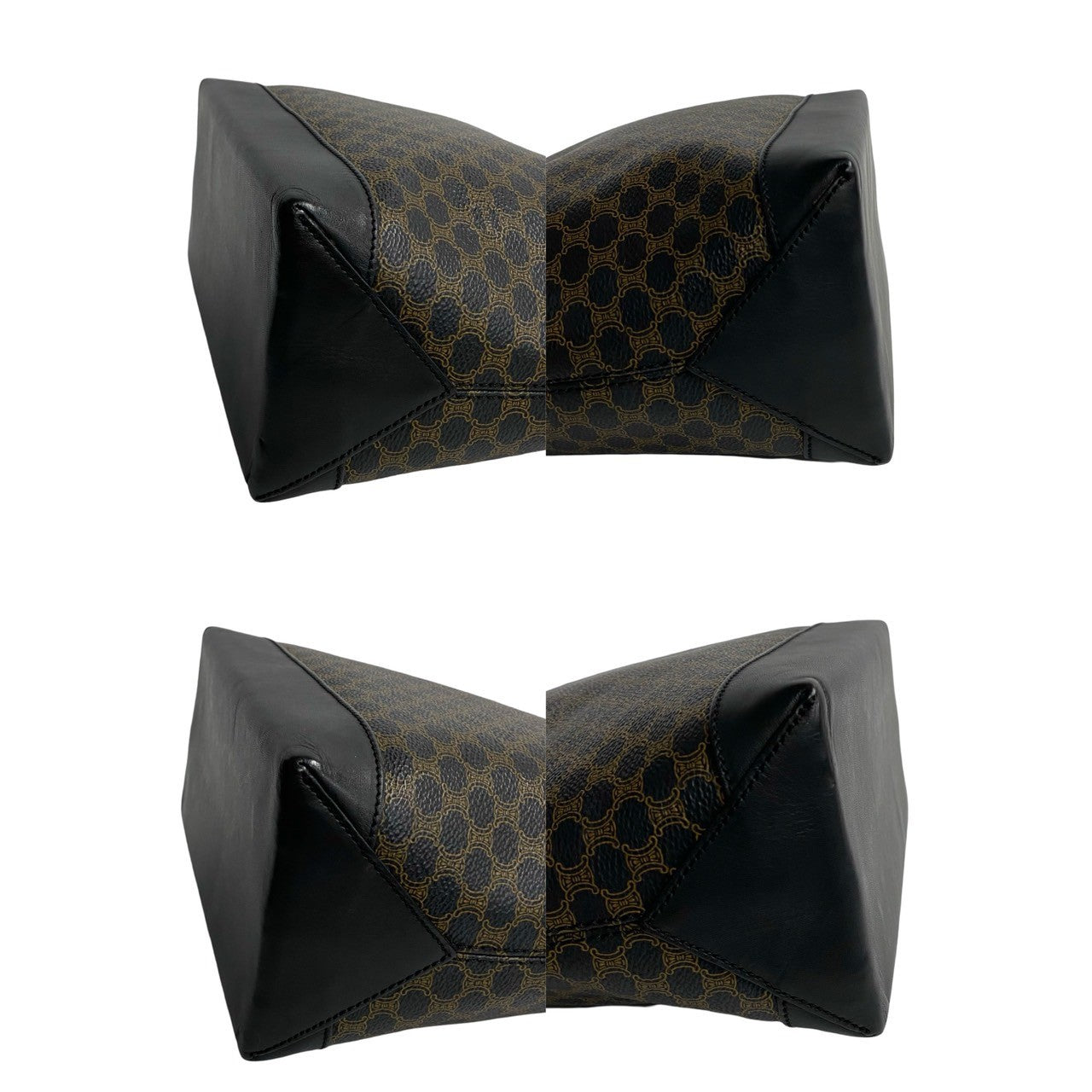 CELINE Tote Bag Leather, PVC black Macadam Blason Triomphe Pattern Women Used Authentic