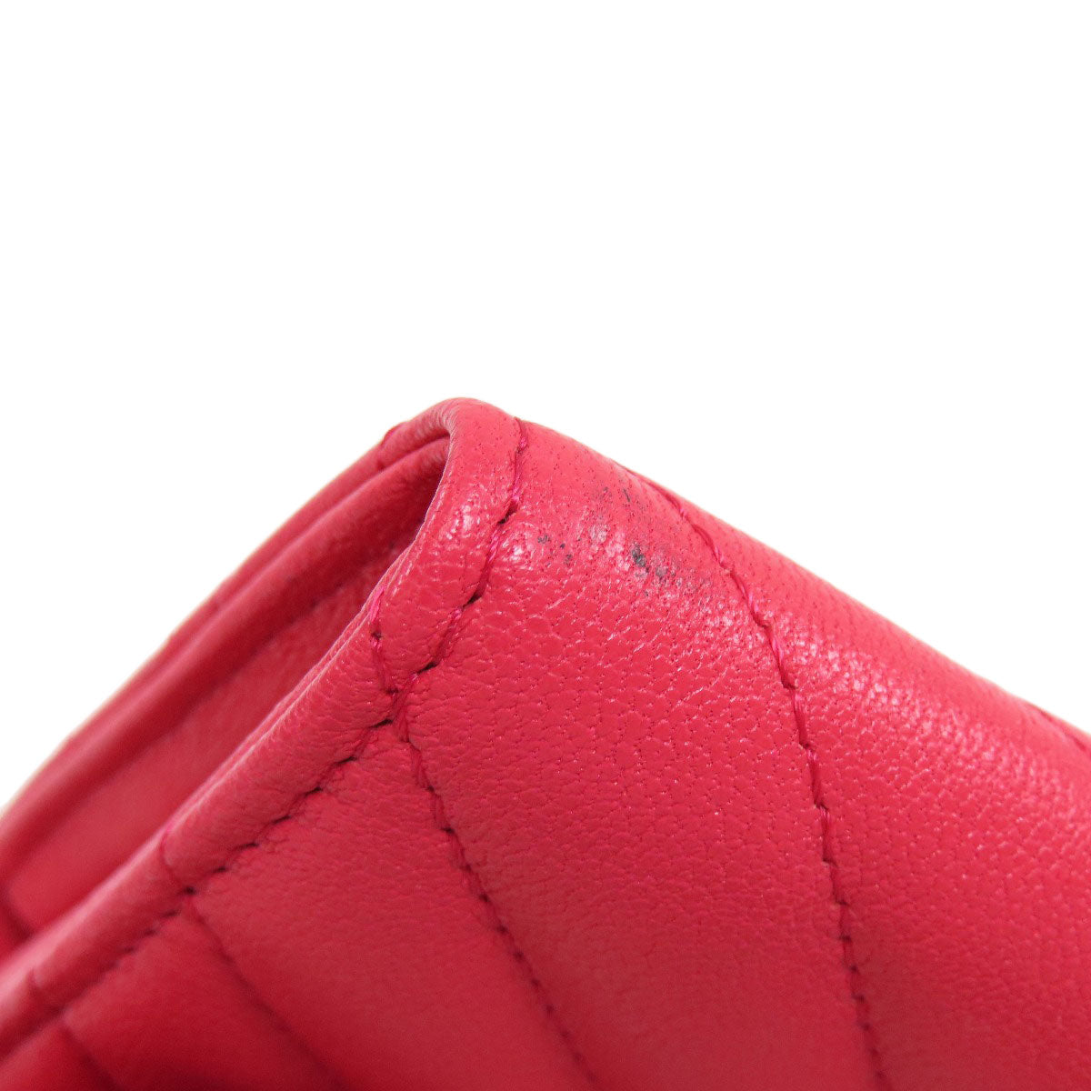 CHANEL Long Wallet Purse Calfskin pink Vstitch Women Used Authentic