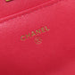 CHANEL Long Wallet Purse Calfskin pink Vstitch Women Used Authentic