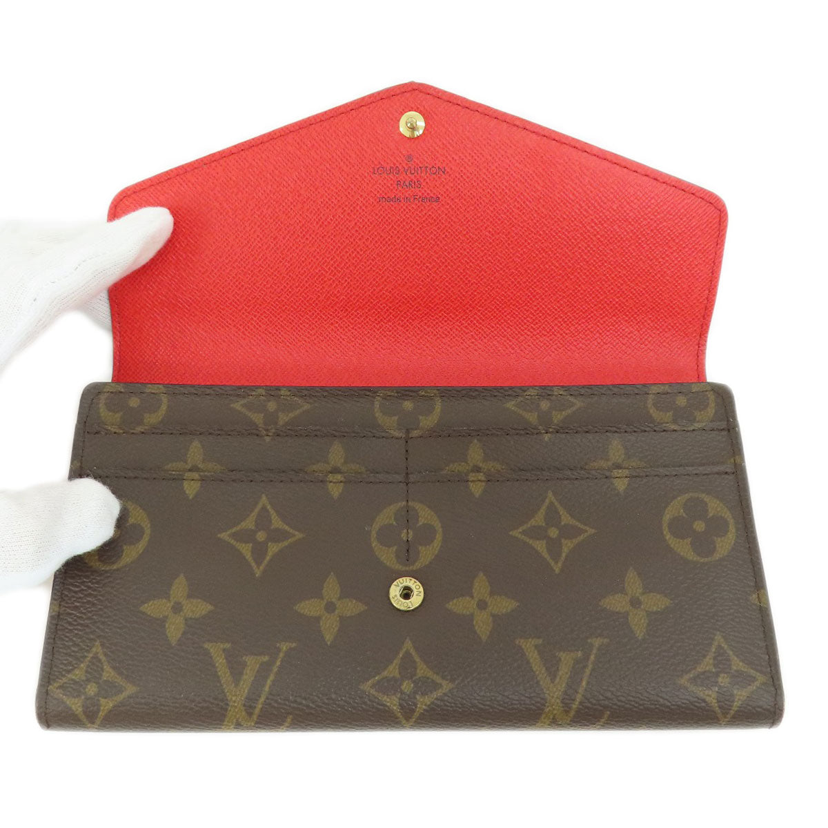 LOUIS VUITTON Long Wallet Purse M62236 Monogram canvas Brown Portefeuille Sarah Monogram Coquelicot Women Used Authentic