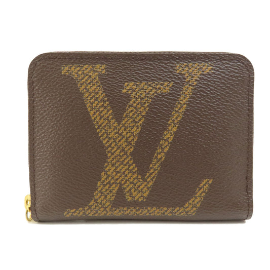 LOUIS VUITTON Coin case M69354 Giant monogram canvas Brown Zippy coin purse Women Used Authentic