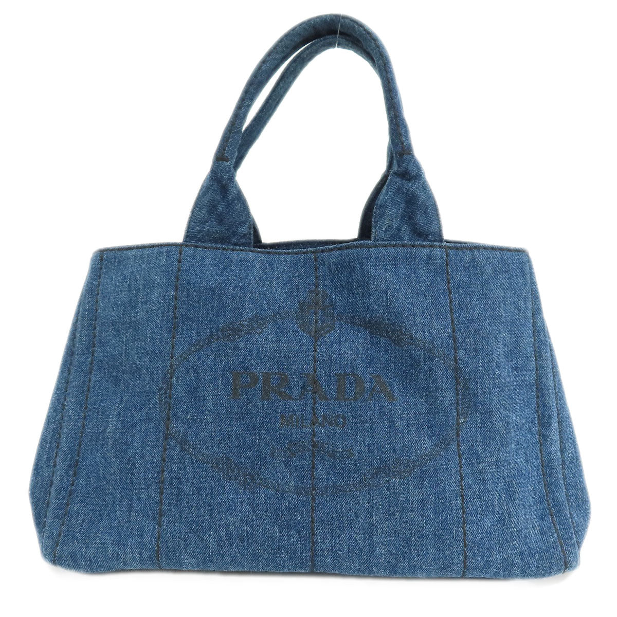PRADA Handbag B1877B denim Navy Canapa