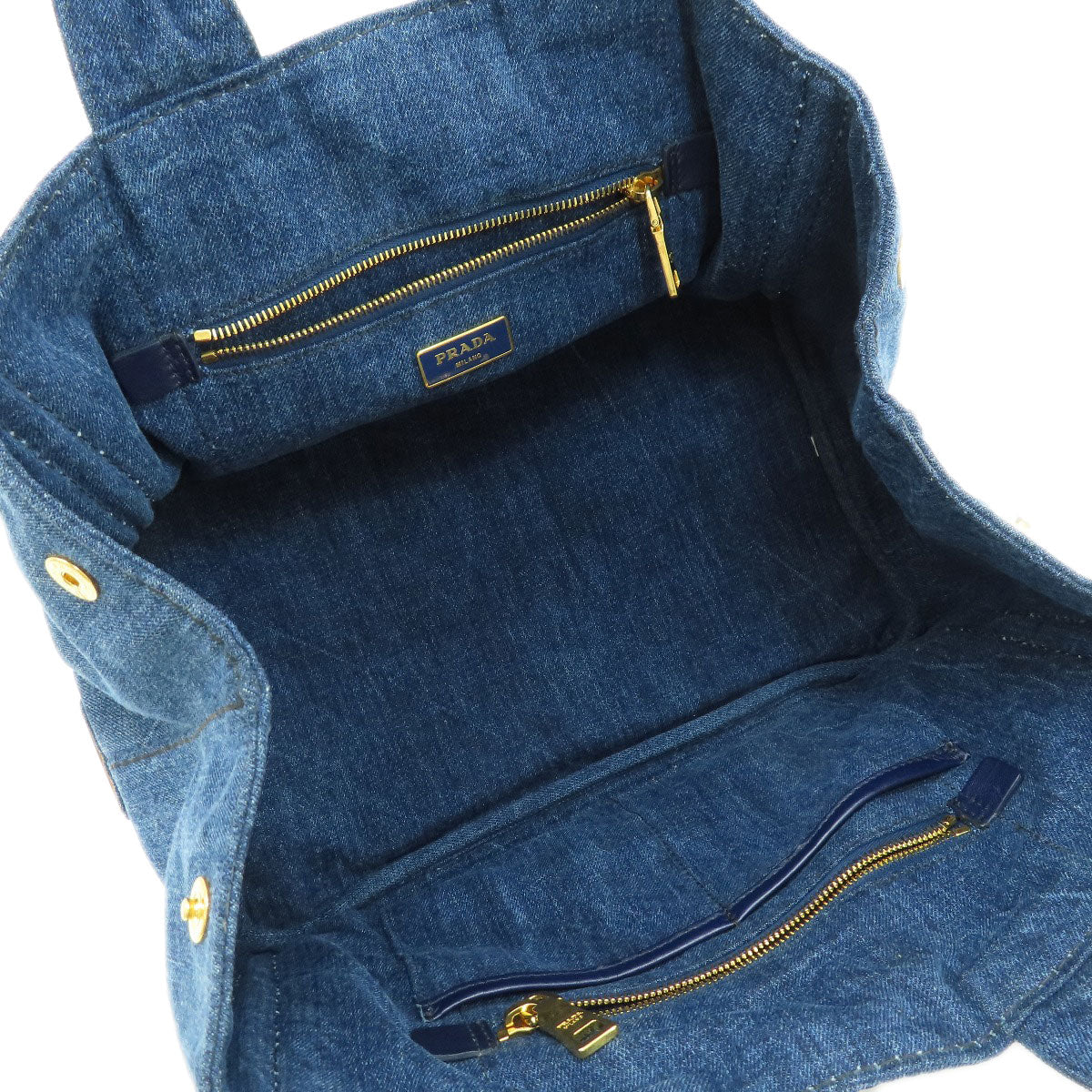 PRADA Handbag B1877B denim Navy Canapa