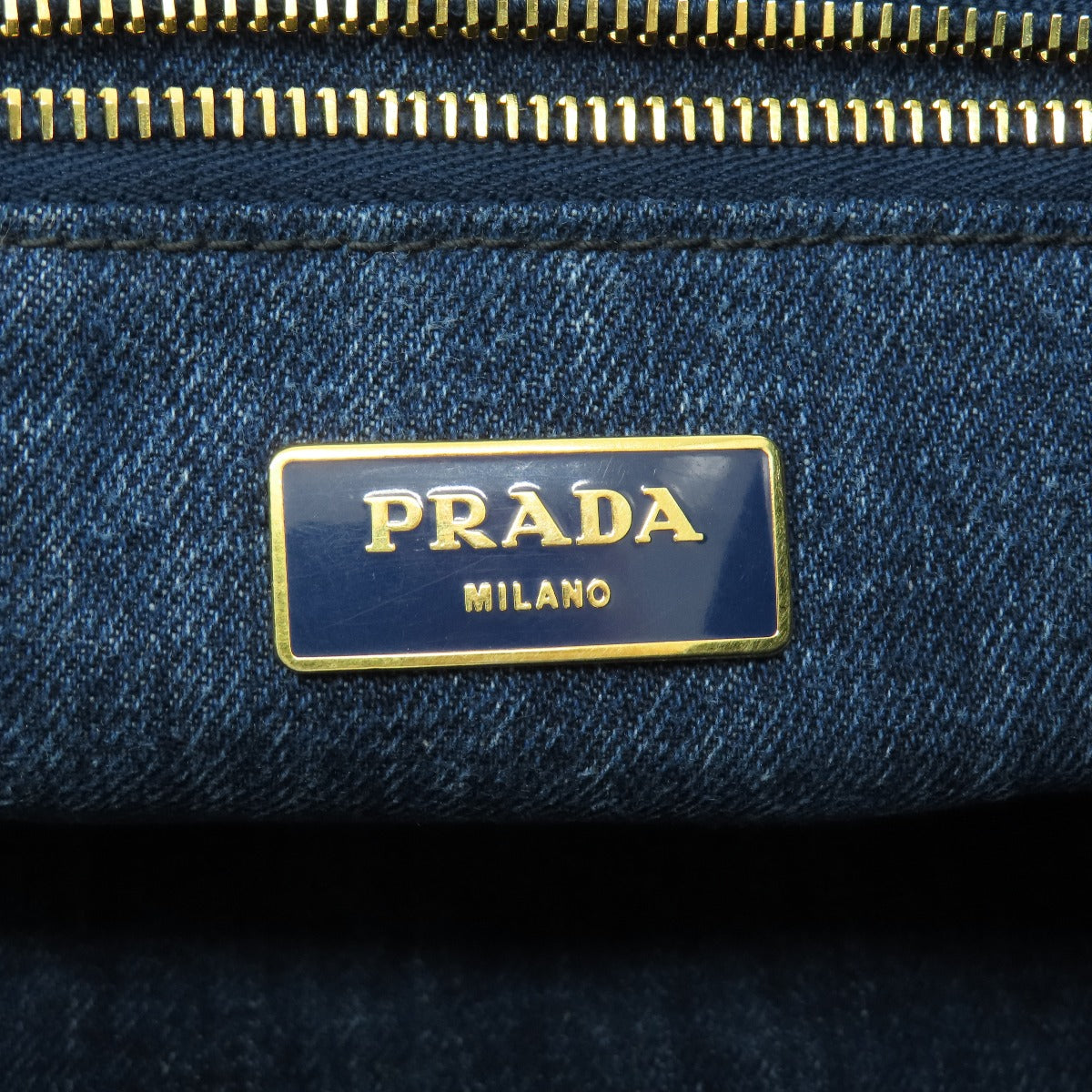 PRADA Handbag B1877B denim Navy Canapa