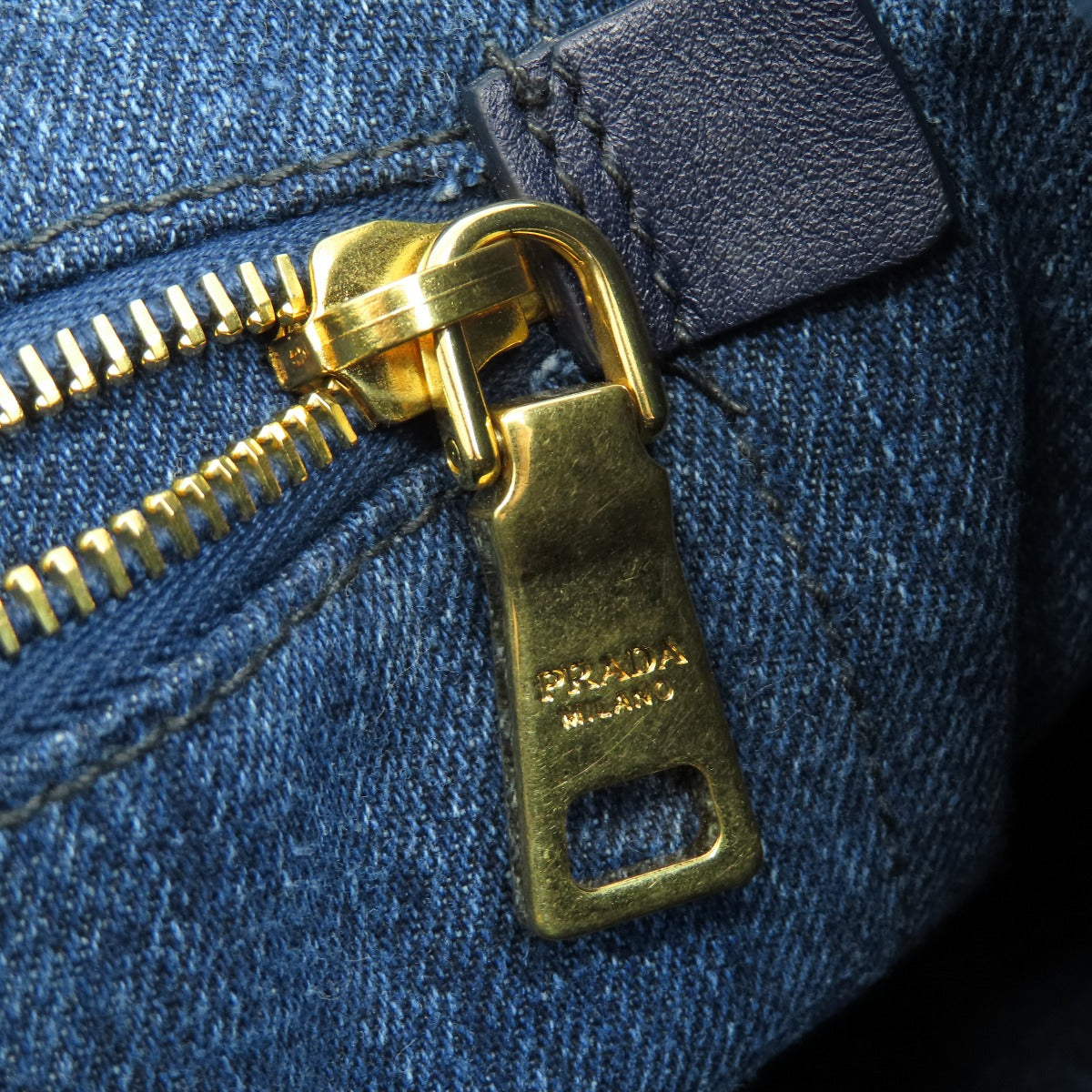 PRADA Handbag B1877B denim Navy Canapa