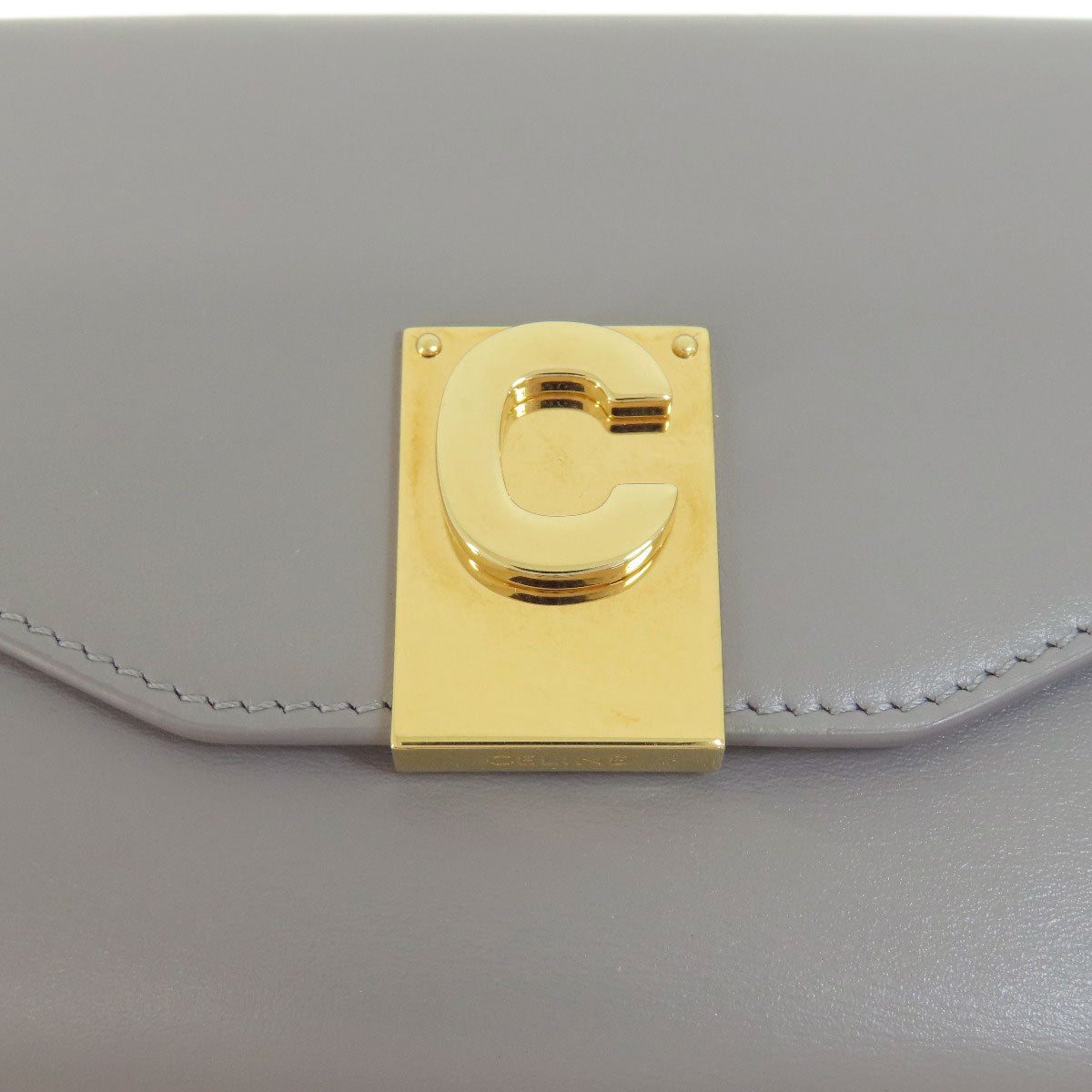 CELINE Bifold Wallet leather gray CMetal Women Used Authentic