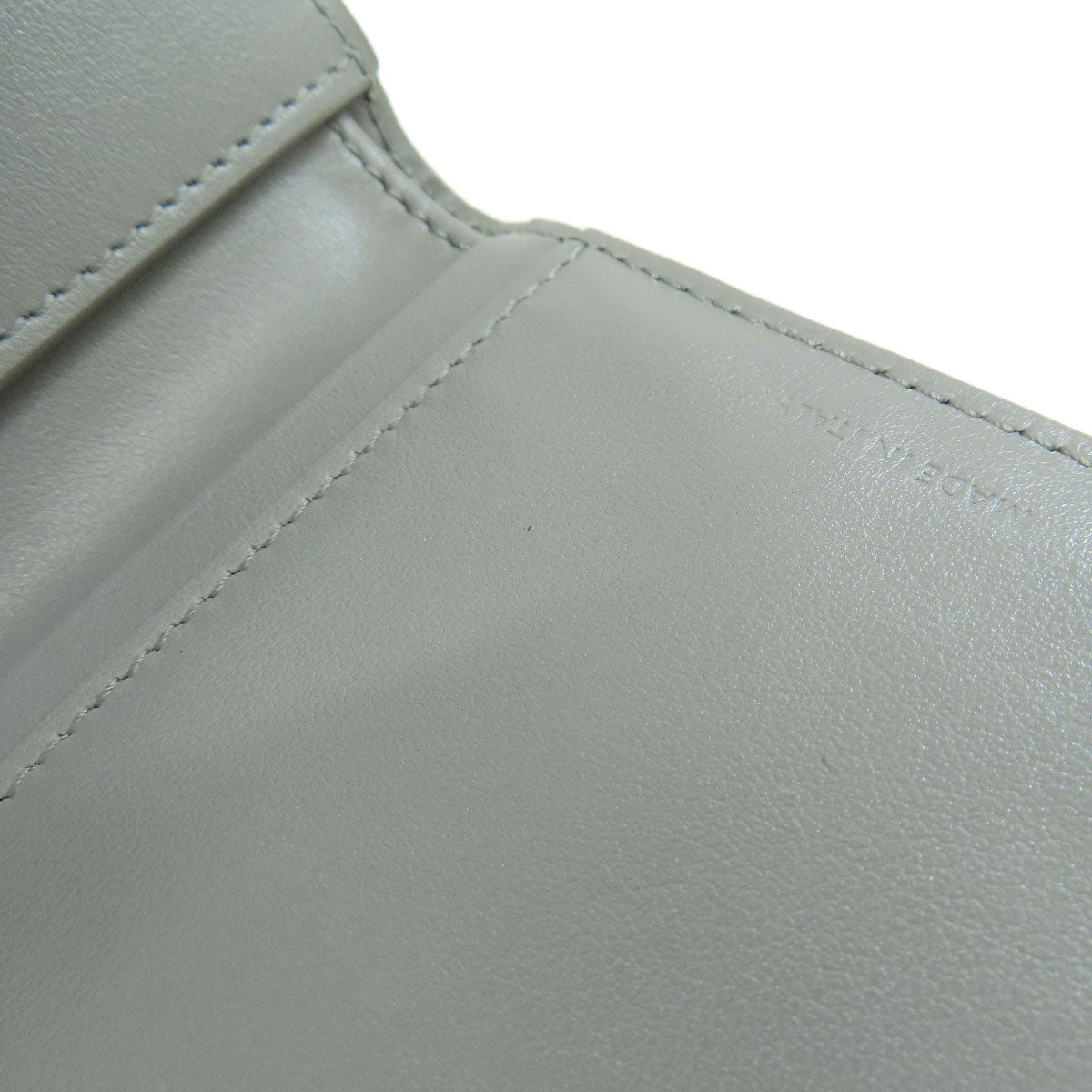 CELINE Bifold Wallet leather gray CMetal Women Used Authentic