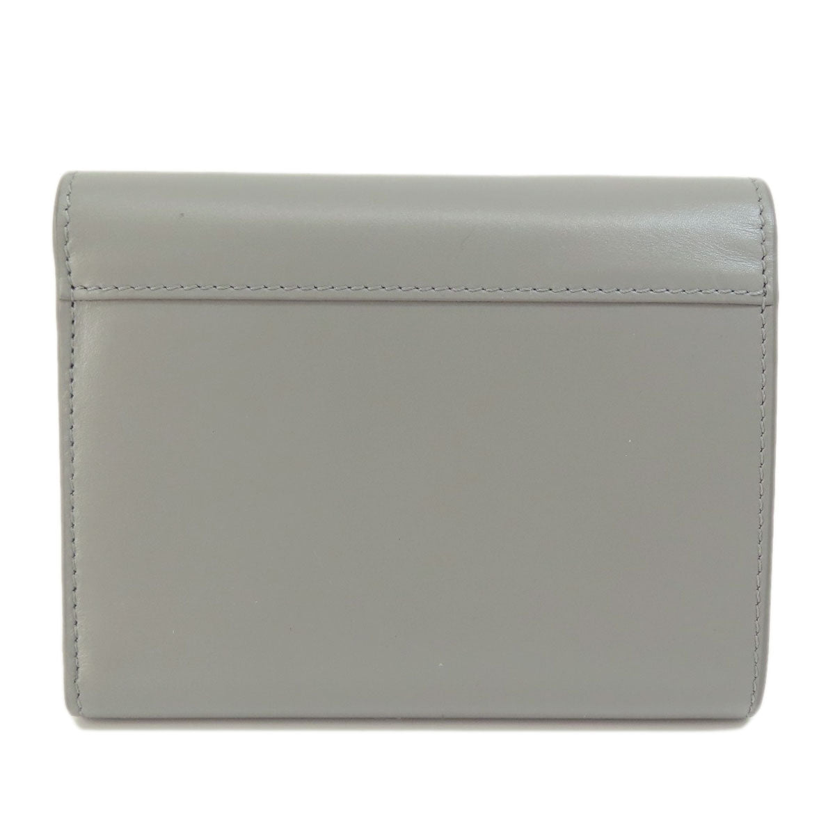 CELINE Bifold Wallet leather gray CMetal Women Used Authentic