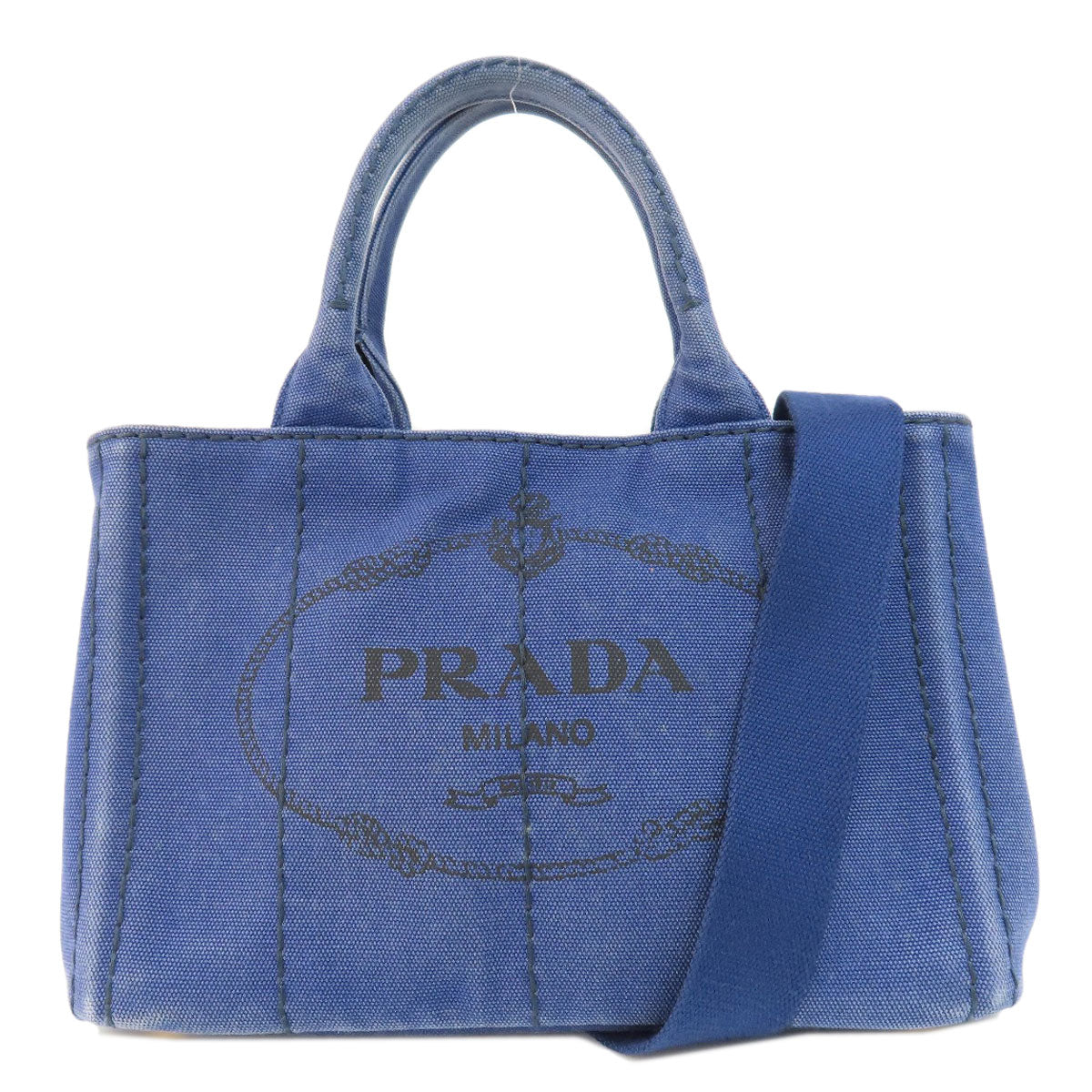 PRADA Handbag B2439G canvas blue Canapa mini 2 WAY Women Used Authentic