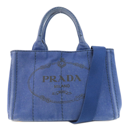 PRADA Handbag B2439G canvas blue Canapa mini 2 WAY Women Used Authentic
