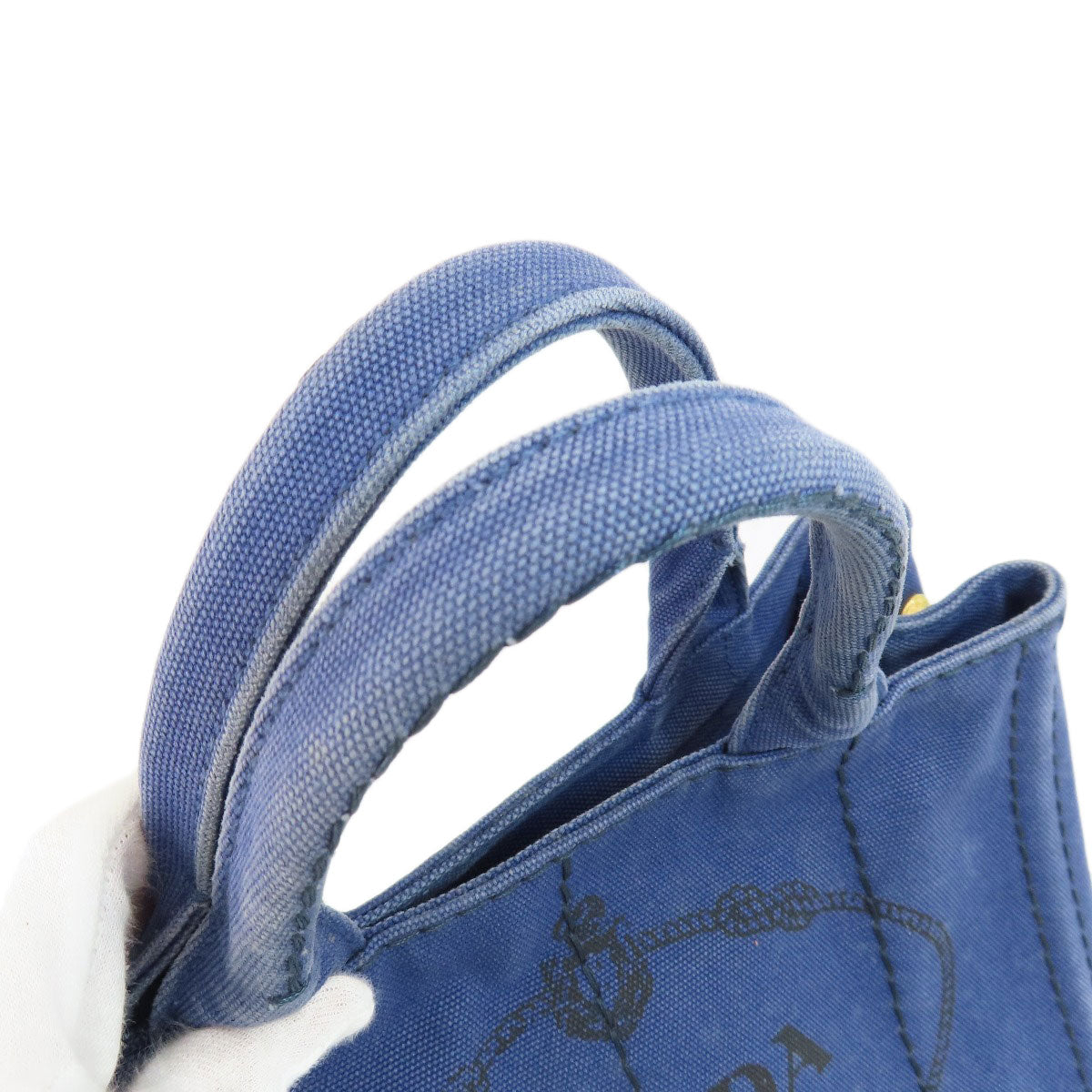 PRADA Handbag B2439G canvas blue Canapa mini 2 WAY Women Used Authentic