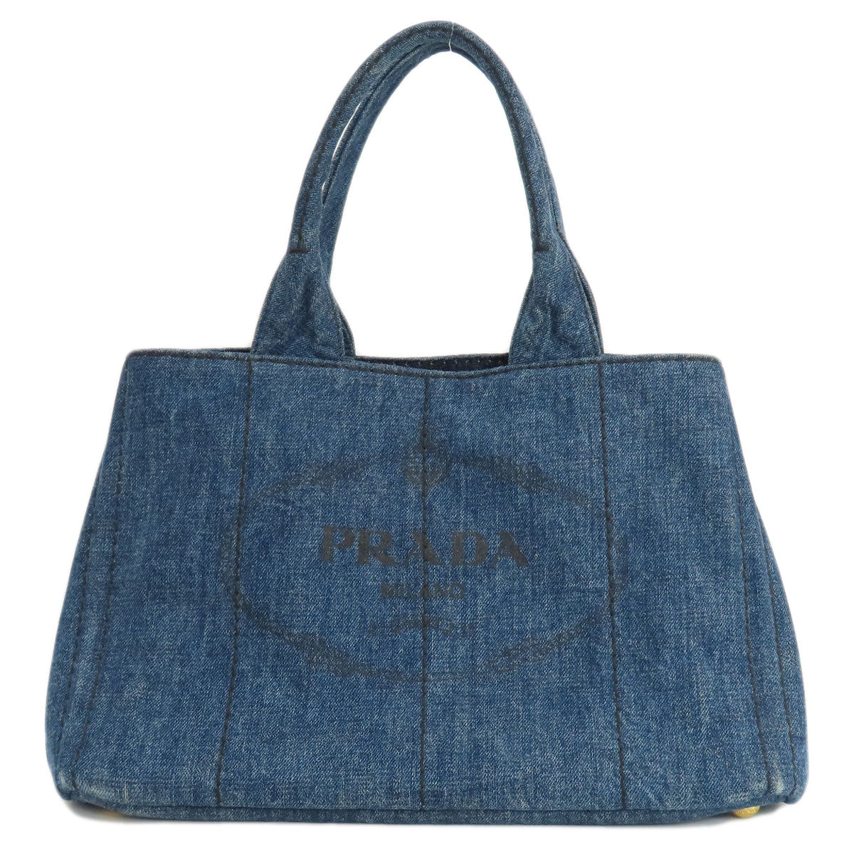 PRADA Tote Bag B1877B denim blue Canapa Women Used Authentic