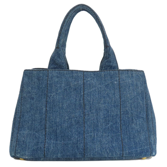 PRADA Tote Bag B1877B denim blue Canapa Women Used Authentic