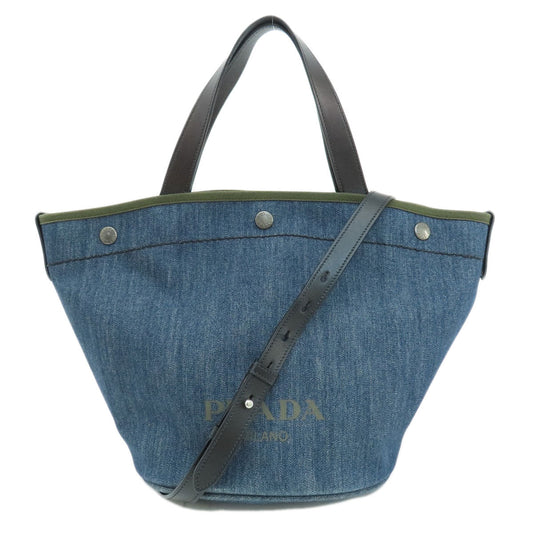 PRADA Handbag 1BG244 denim Navy Bucket type 2WAY Women Used Authentic