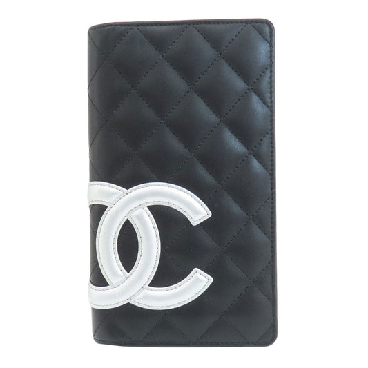CHANEL Long Wallet Purse Calfskin black Cambon Line SilverMetal