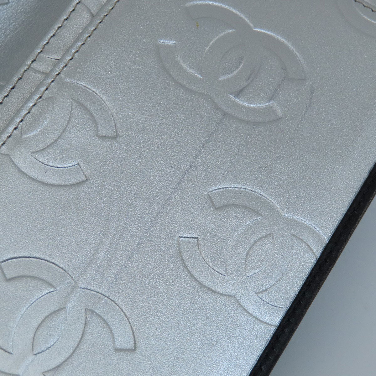 CHANEL Long Wallet Purse Calfskin black Cambon Line SilverMetal