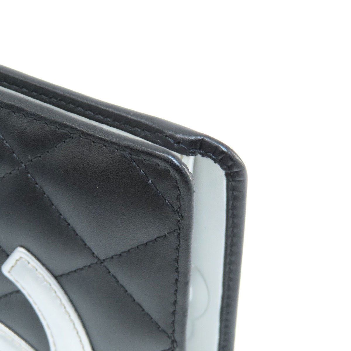 CHANEL Long Wallet Purse Calfskin black Cambon Line SilverMetal