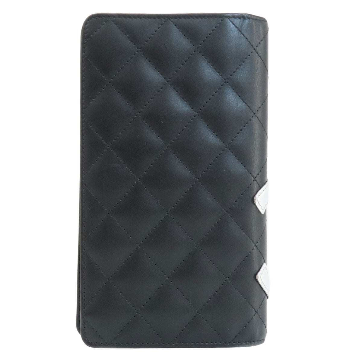 CHANEL Long Wallet Purse Calfskin black Cambon Line SilverMetal