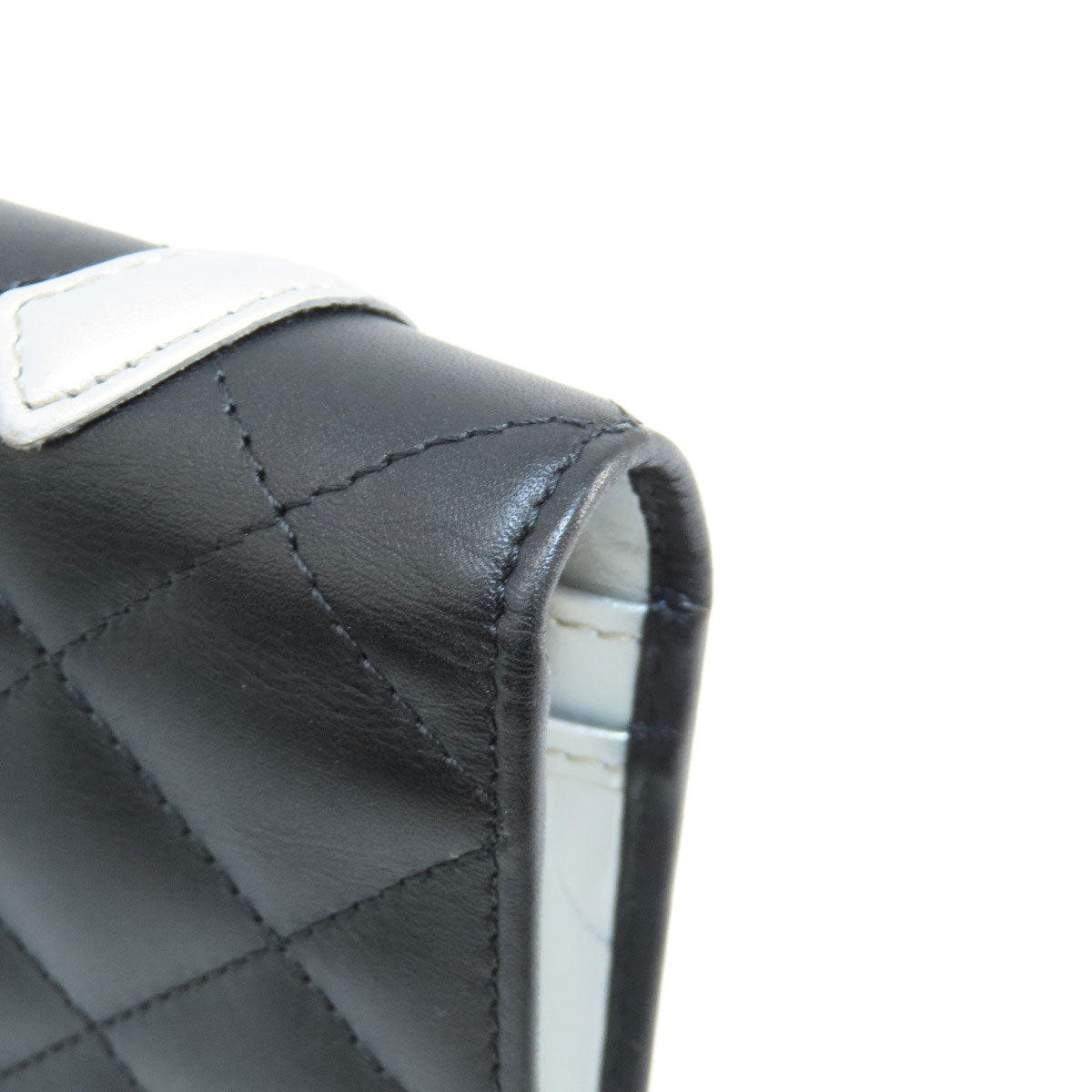 CHANEL Long Wallet Purse Calfskin black Cambon Line SilverMetal