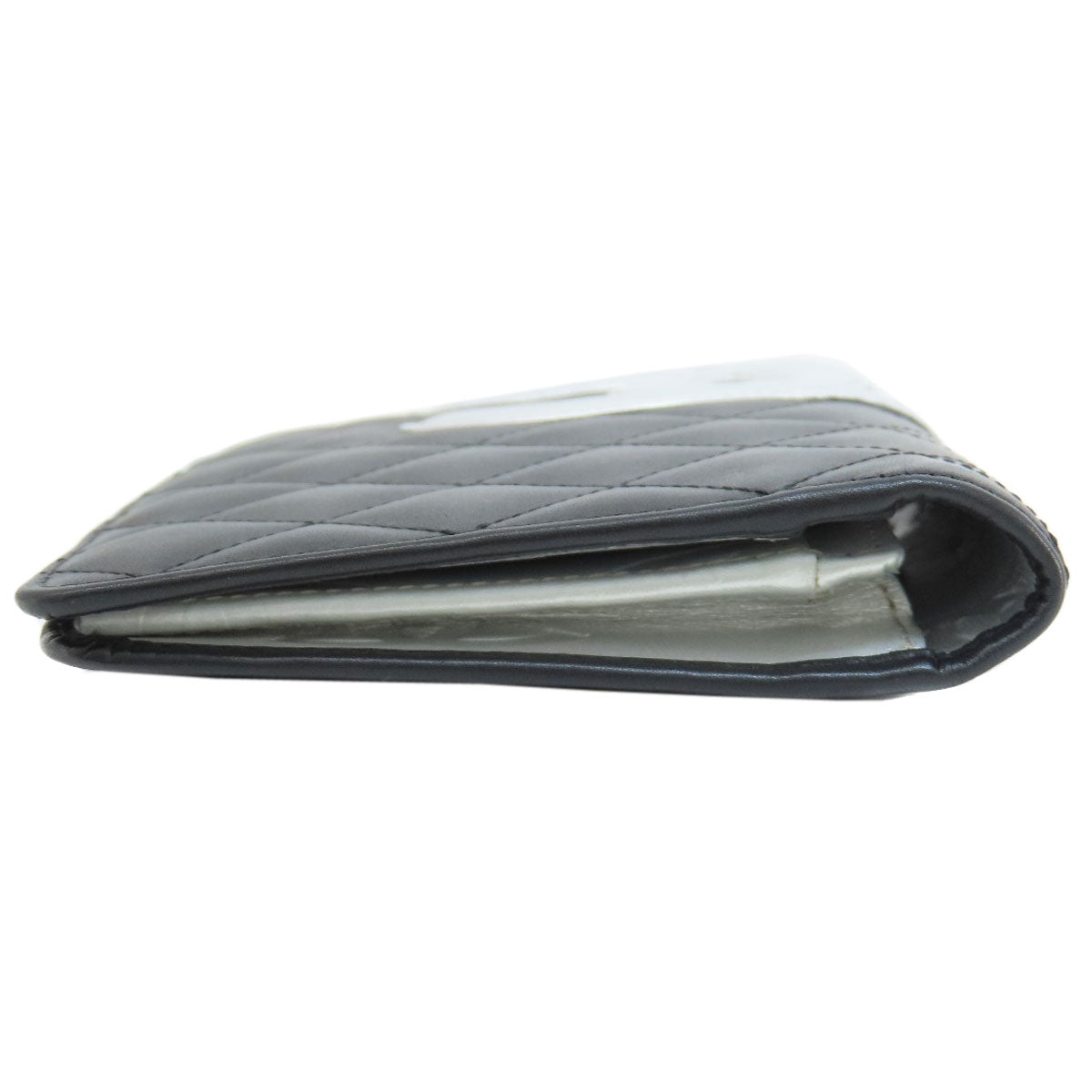 CHANEL Long Wallet Purse Calfskin black Cambon Line SilverMetal