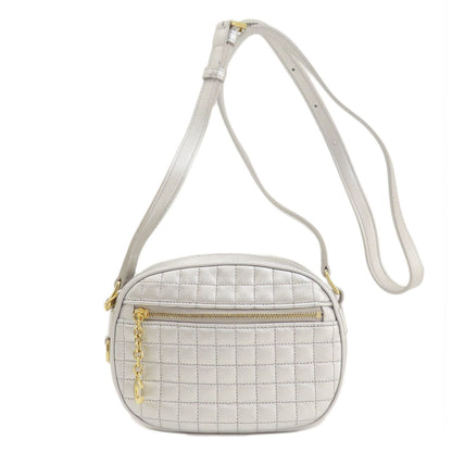 CELINE Shoulder Bag leather Silver Long shoulder Women Used Authentic