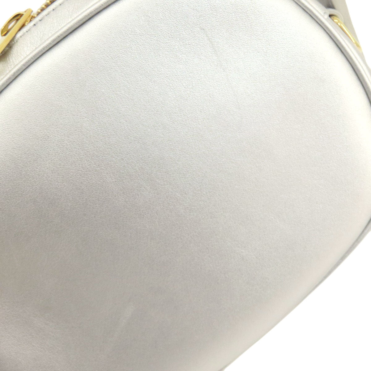 CELINE Shoulder Bag leather Silver Long shoulder Women Used Authentic