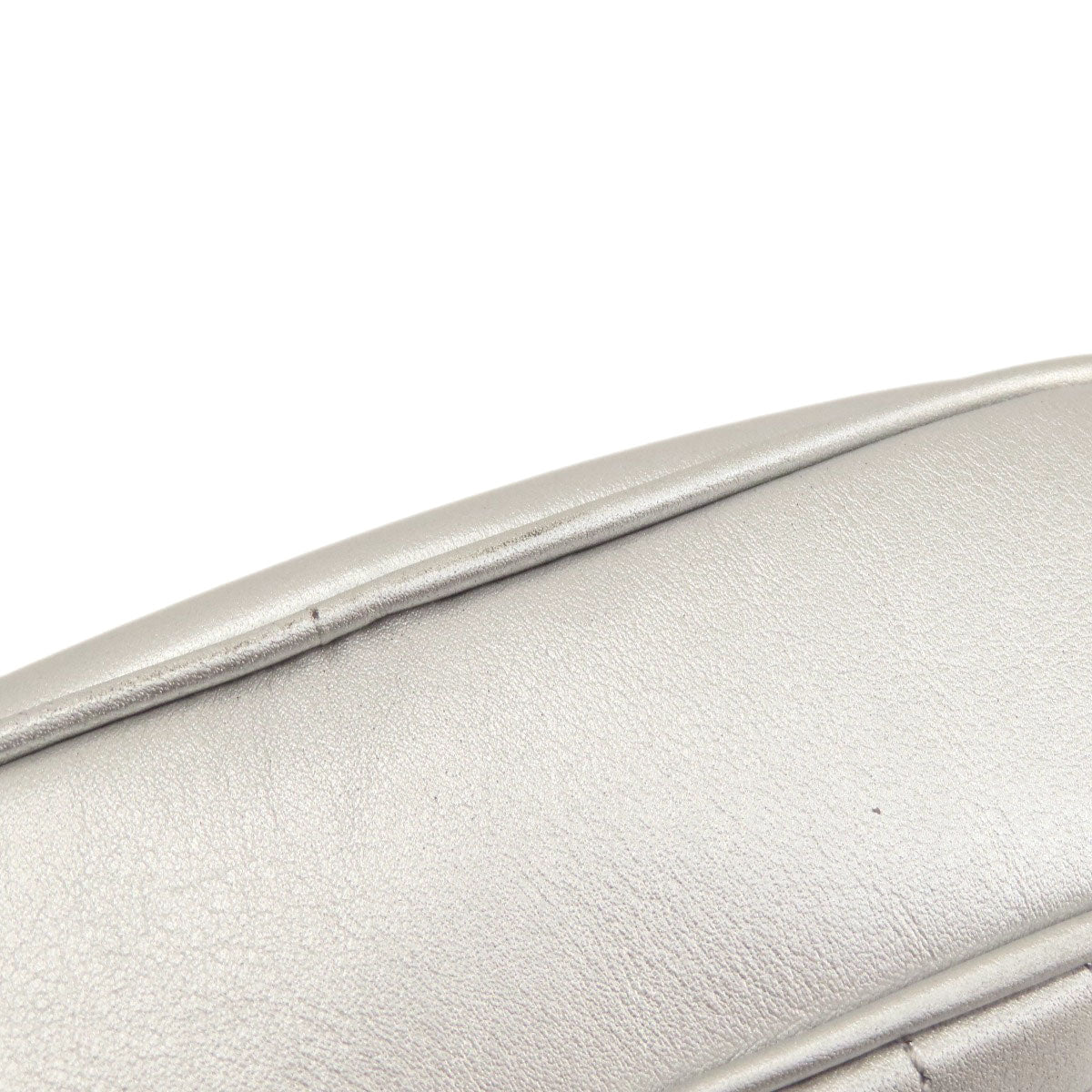 CELINE Shoulder Bag leather Silver Long shoulder Women Used Authentic