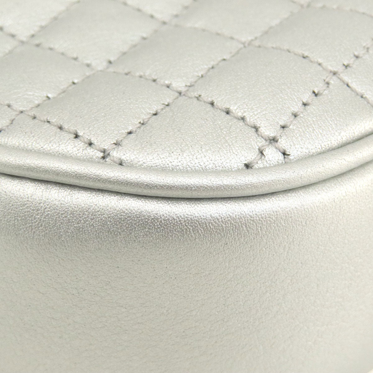 CELINE Shoulder Bag leather Silver Long shoulder Women Used Authentic