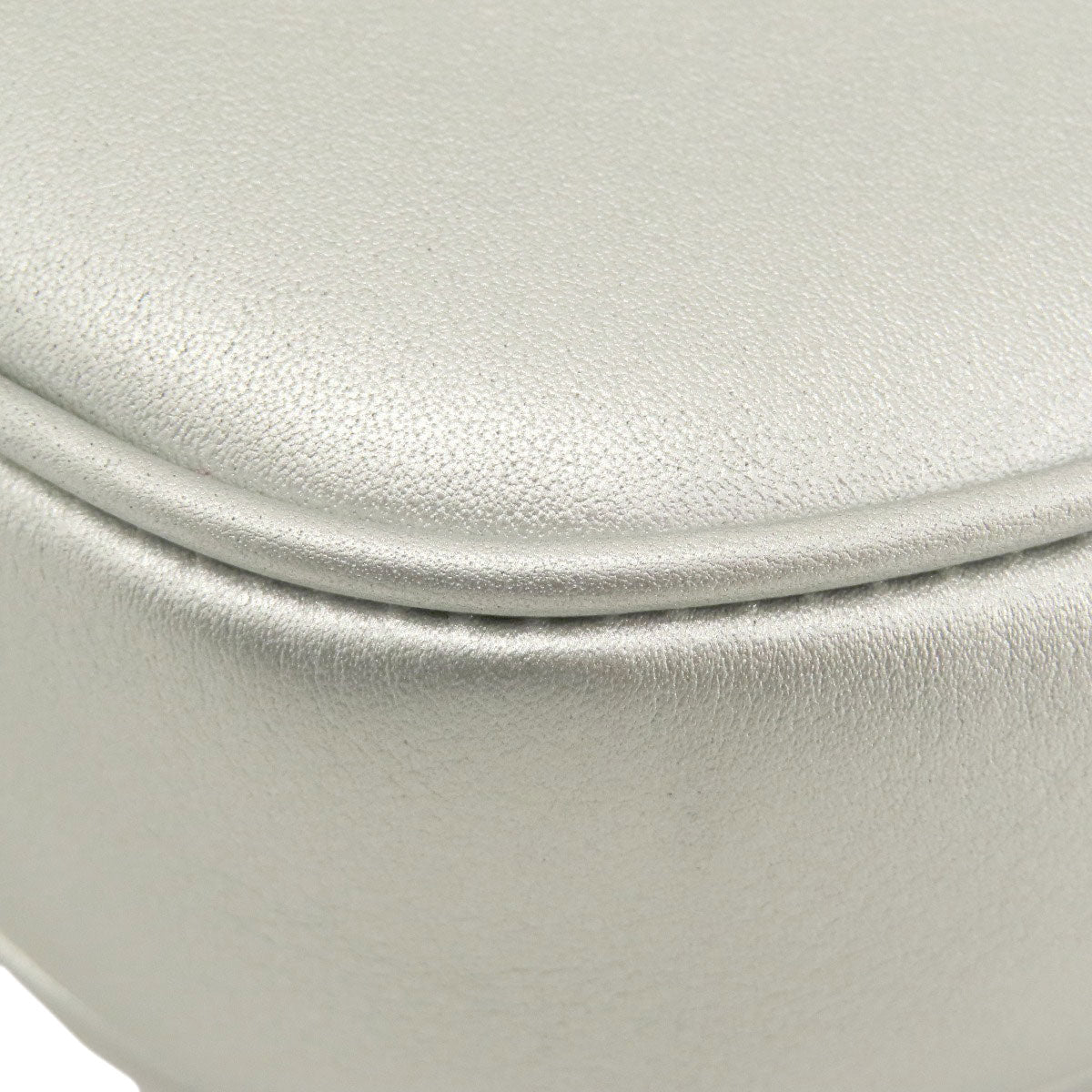 CELINE Shoulder Bag leather Silver Long shoulder Women Used Authentic